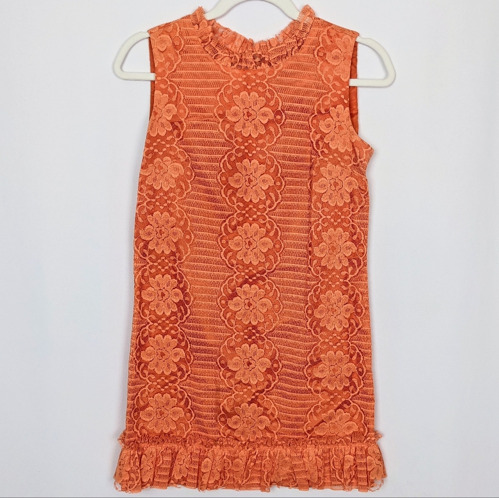 1960s Vintage TNT Originals Floral Lace Ruffled Sleeves Mini Mod Gogo Dress sz.7